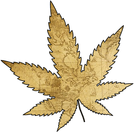 Cannabis Leaf With Map Outine - Lost American Antiquities: A Hidden History : Silencing (487x475)