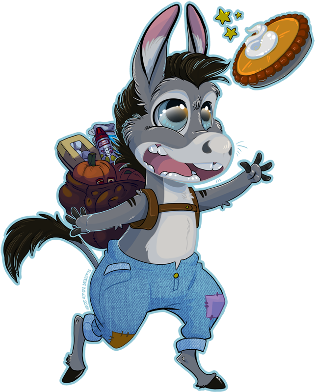Donkey Loves Pumpkin Pie - Cartoon (673x871)