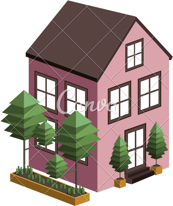 Isometric House Icon - Edificio Vector (800x800)