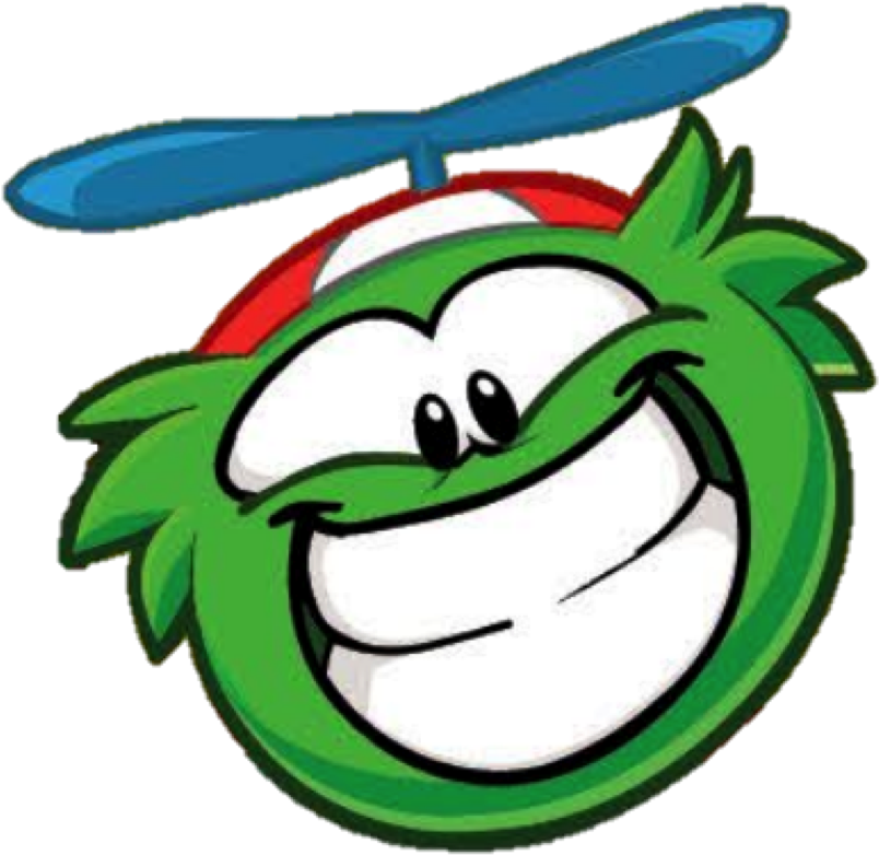 Green Funny Puffle - Cartoon (1238x1061)