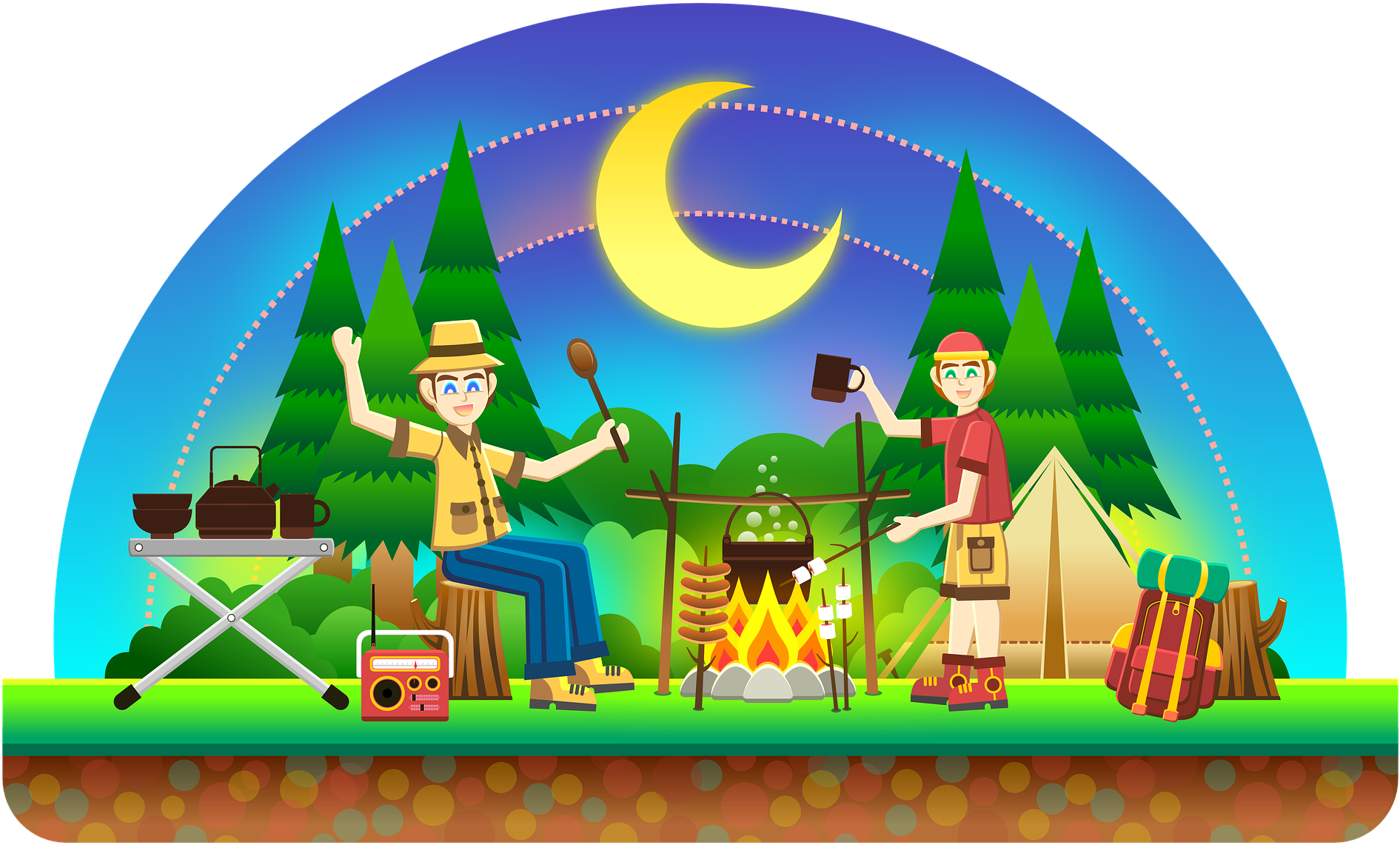 Camping - Camping Cartoon (1920x1174)
