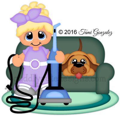 Vacuuming Cutie - Scrapbooking (400x400)