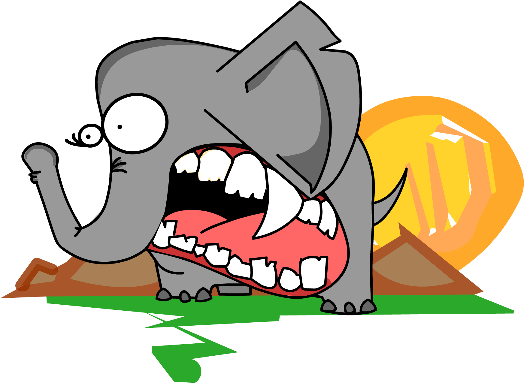 Scared Elephant - Cartoon (2292x1667)