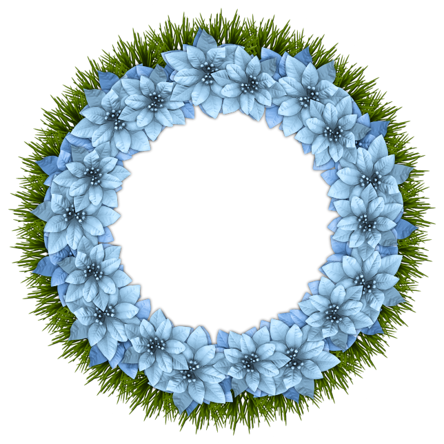 Blue Christmas Wreath - Circle (644x644)