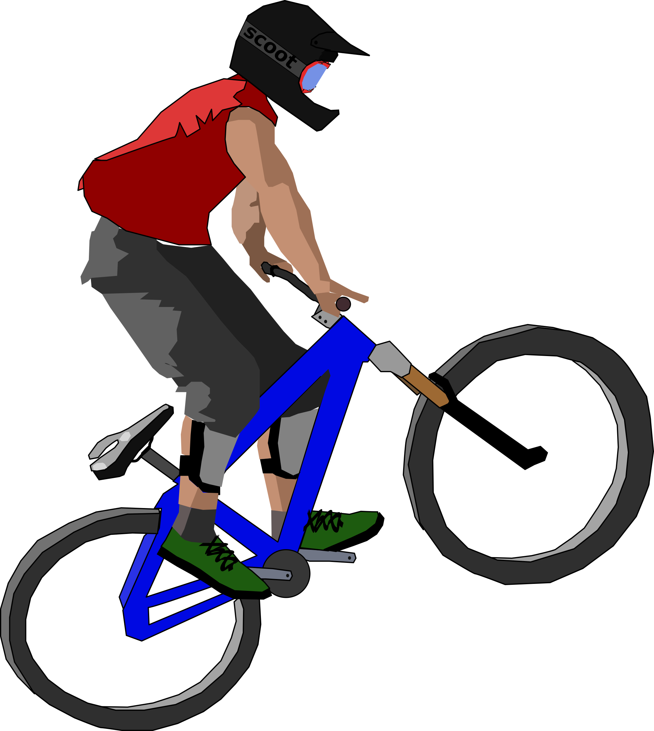 Big Image - Mountain Biker Clip Art (2148x2400)