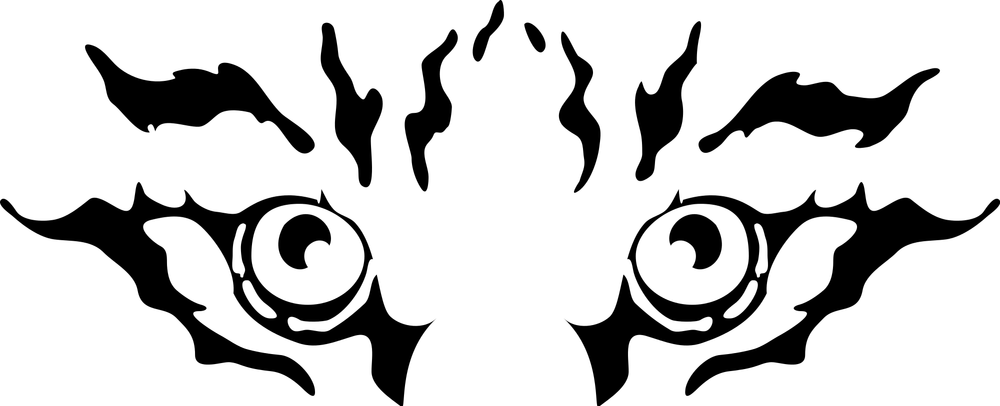 Eyes Black And White Tiger Eyes Clipart Black And White - Tiger Eyes Clipart Black And White (2000x813)