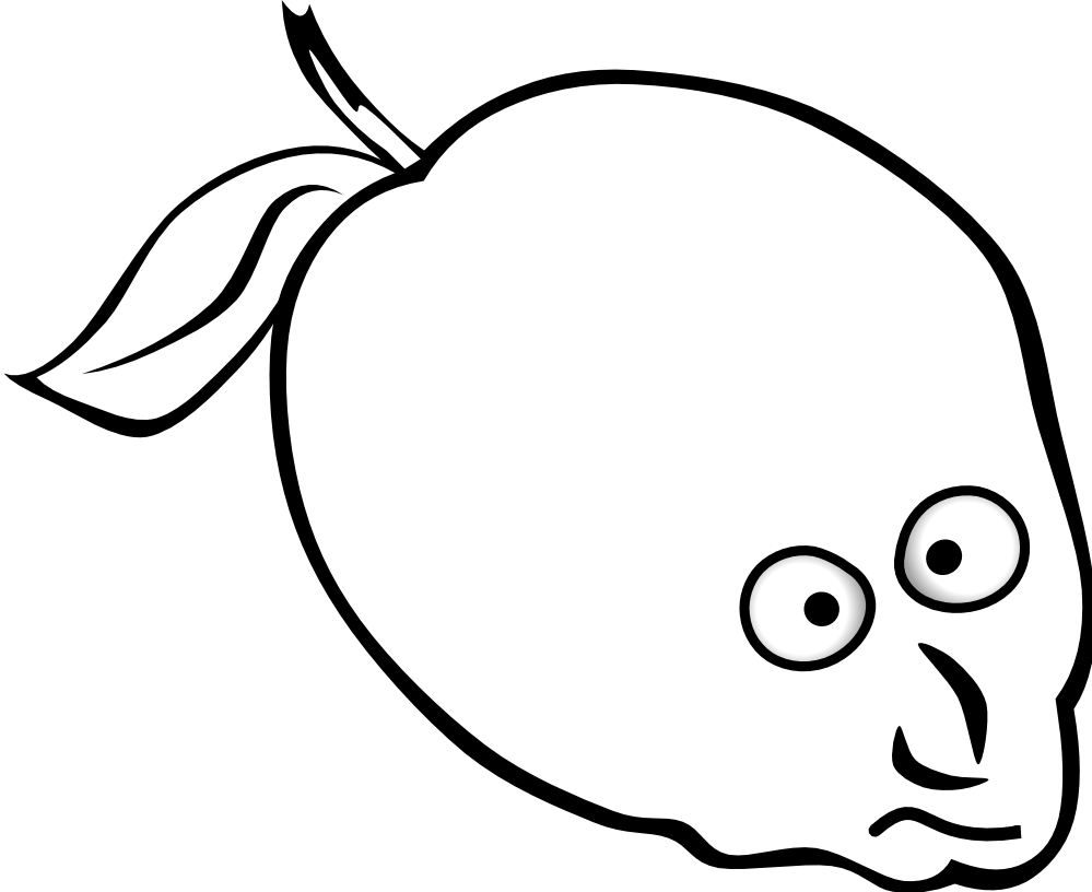 Food Lemon Black White Line Art 999px 70 - Clip Art (999x816)