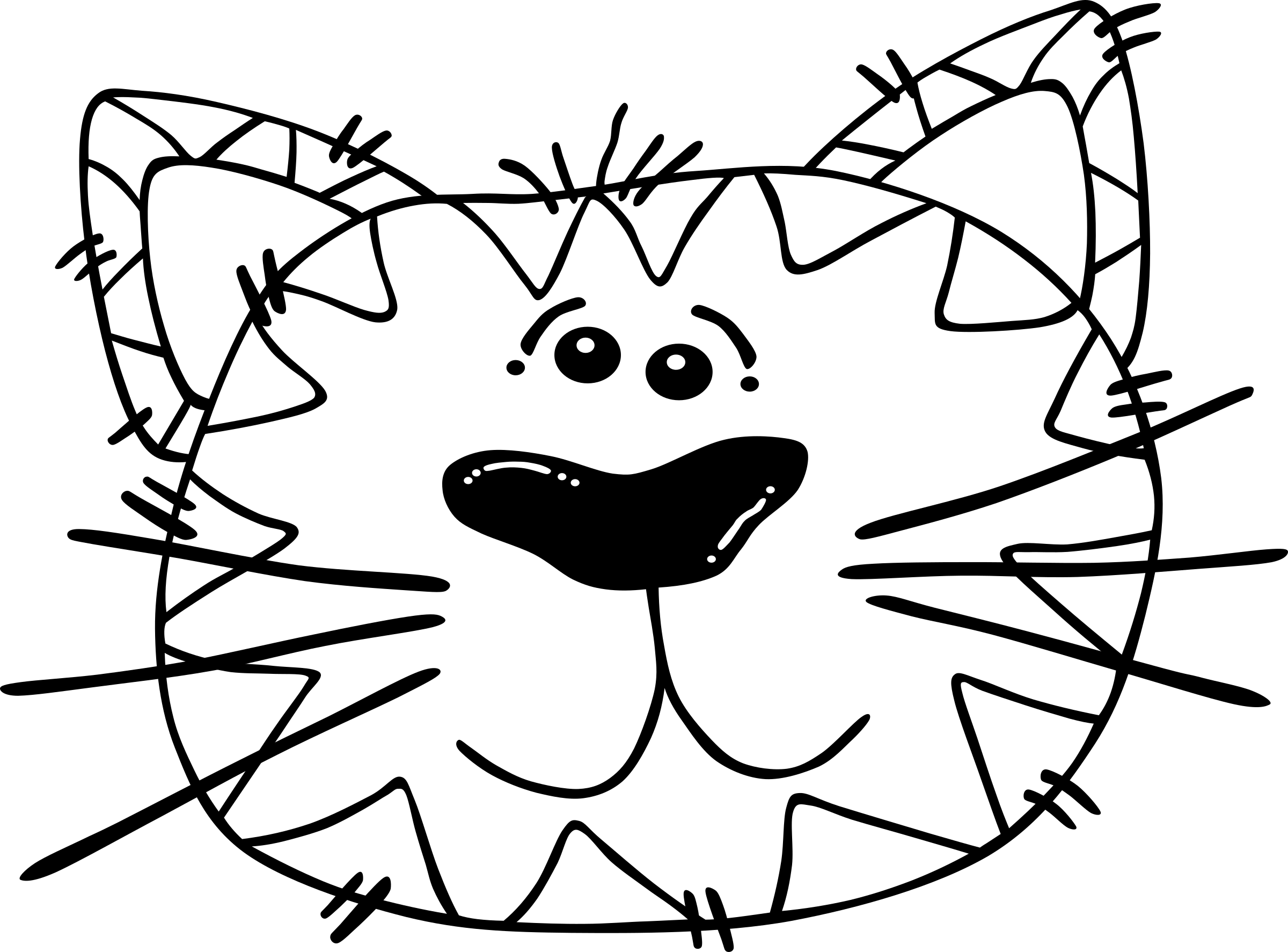 Big Image - Cat Face Coloring Page (2400x1773)