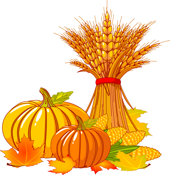 Pumpkin Wheat And Corn Clip Art Clipart - Fall Clipart (581x600)