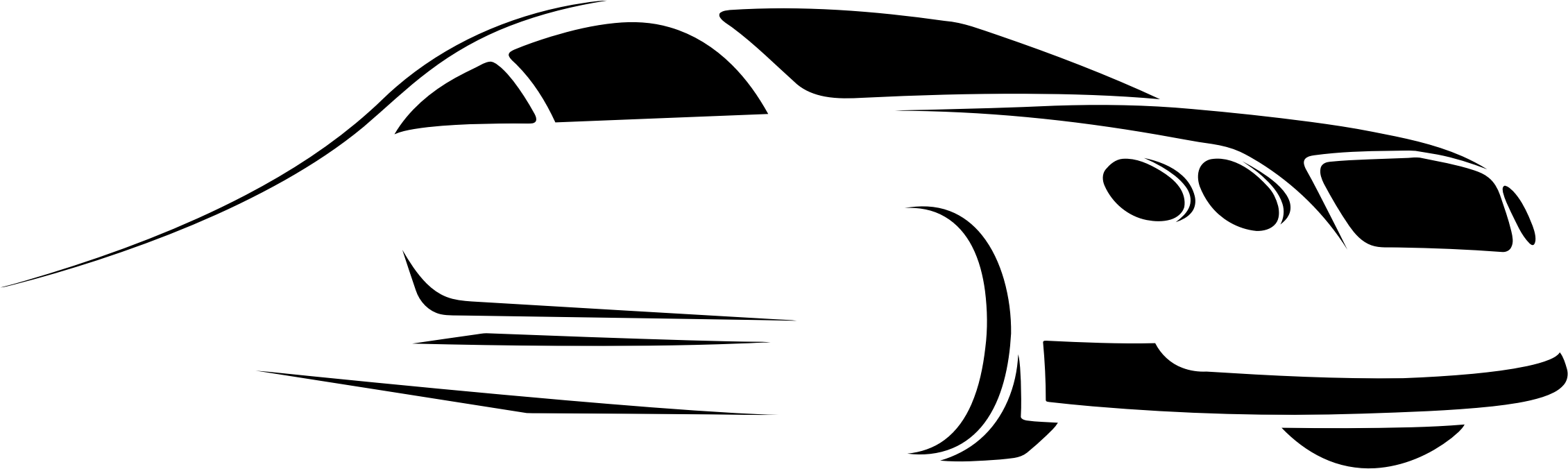Stylized Car Silhouette Line Art Icons Png - Lineart Car (2260x676)