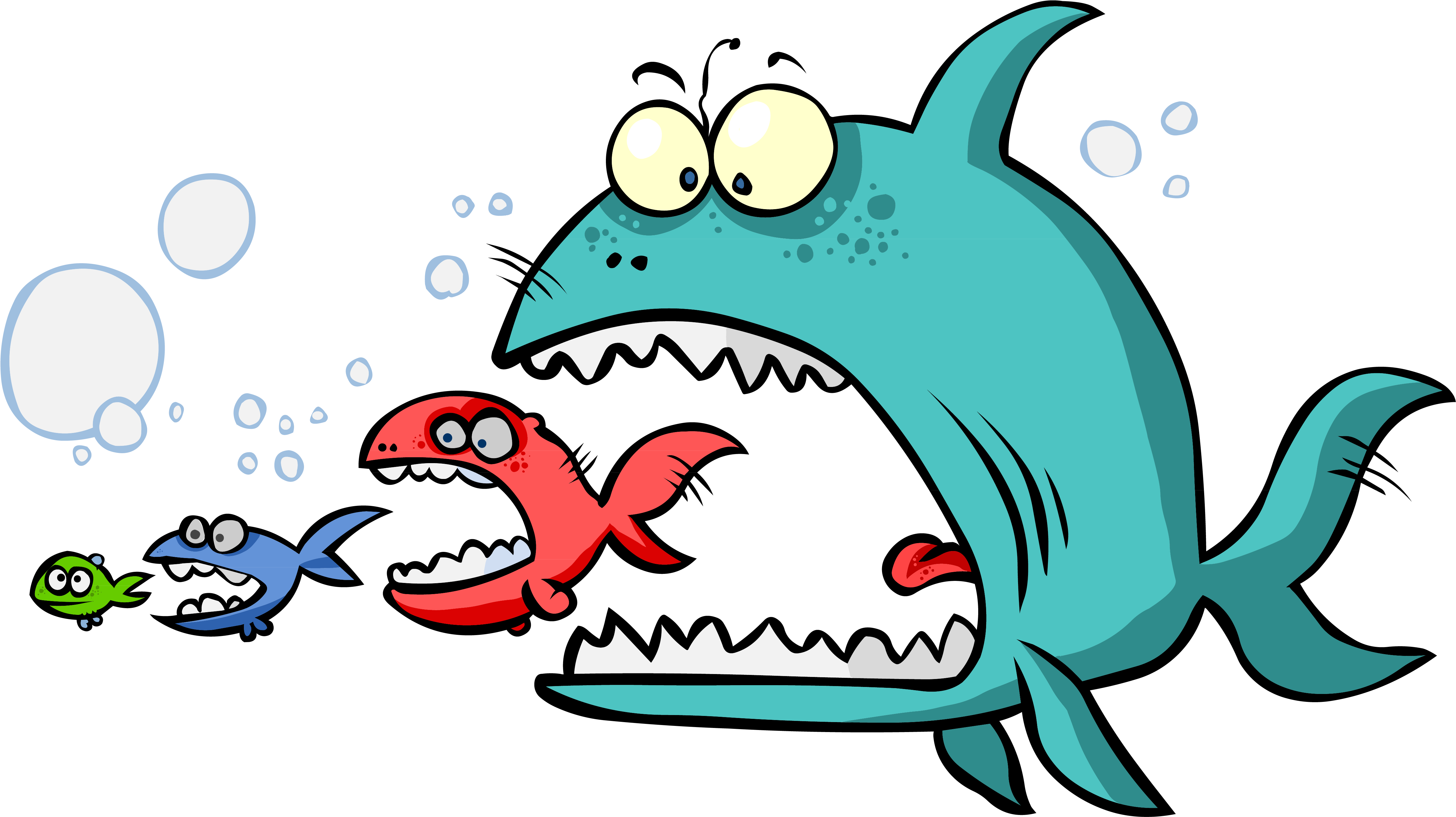 Fish Eating Food Clip Art - Fish Eat Fish Eat Fish (5876x3076)