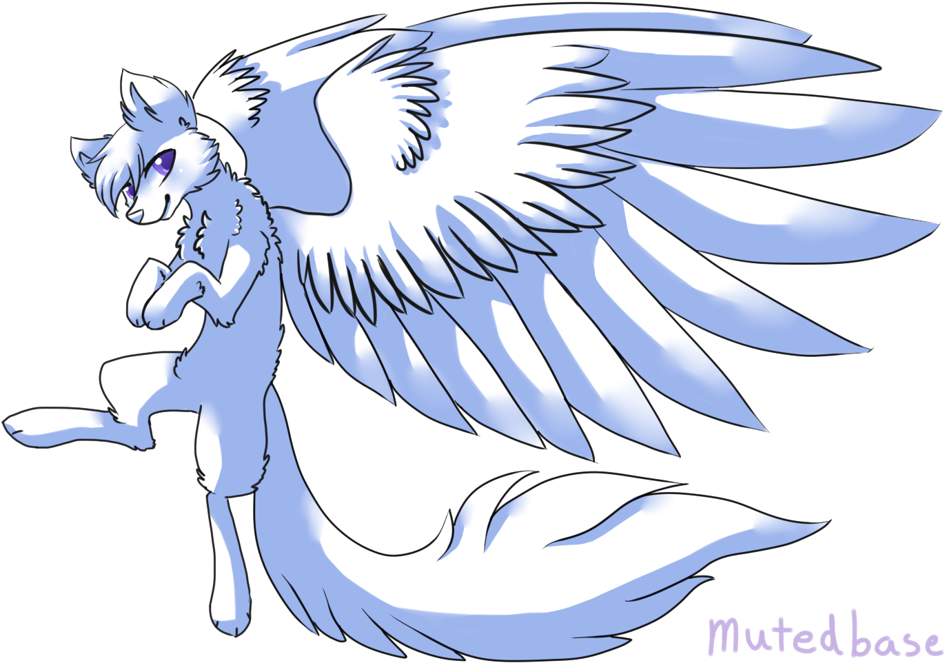 F2u Winged Wolf Base By Mutedbase - Dog With Wings Base (1500x1000)