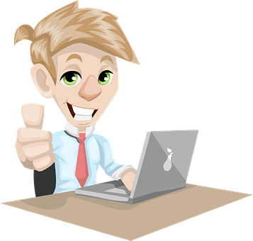 Happy Office Worker Cartoon (357x340)