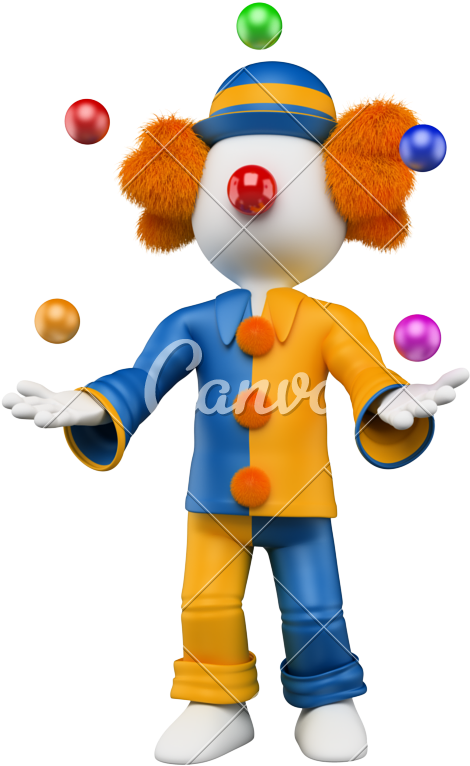3d Clown Juggler - 3d Man Clown (582x800)