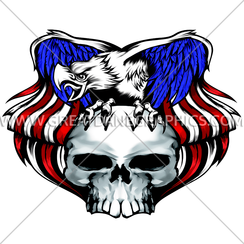 Skull Clipart Eagle - Tirecoverpro Skull In The Talons Of Red White And Blue (825x825)