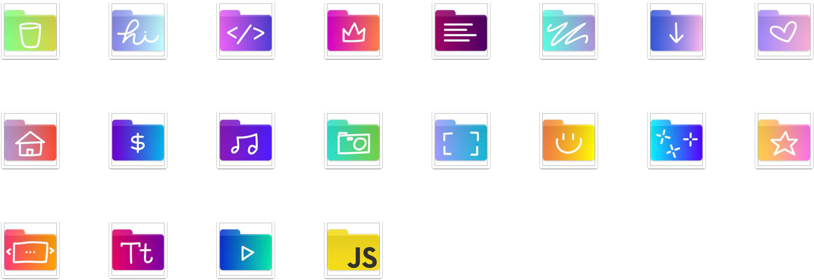 Folders Without Icons - Mac Gradient Folders (1786x608)
