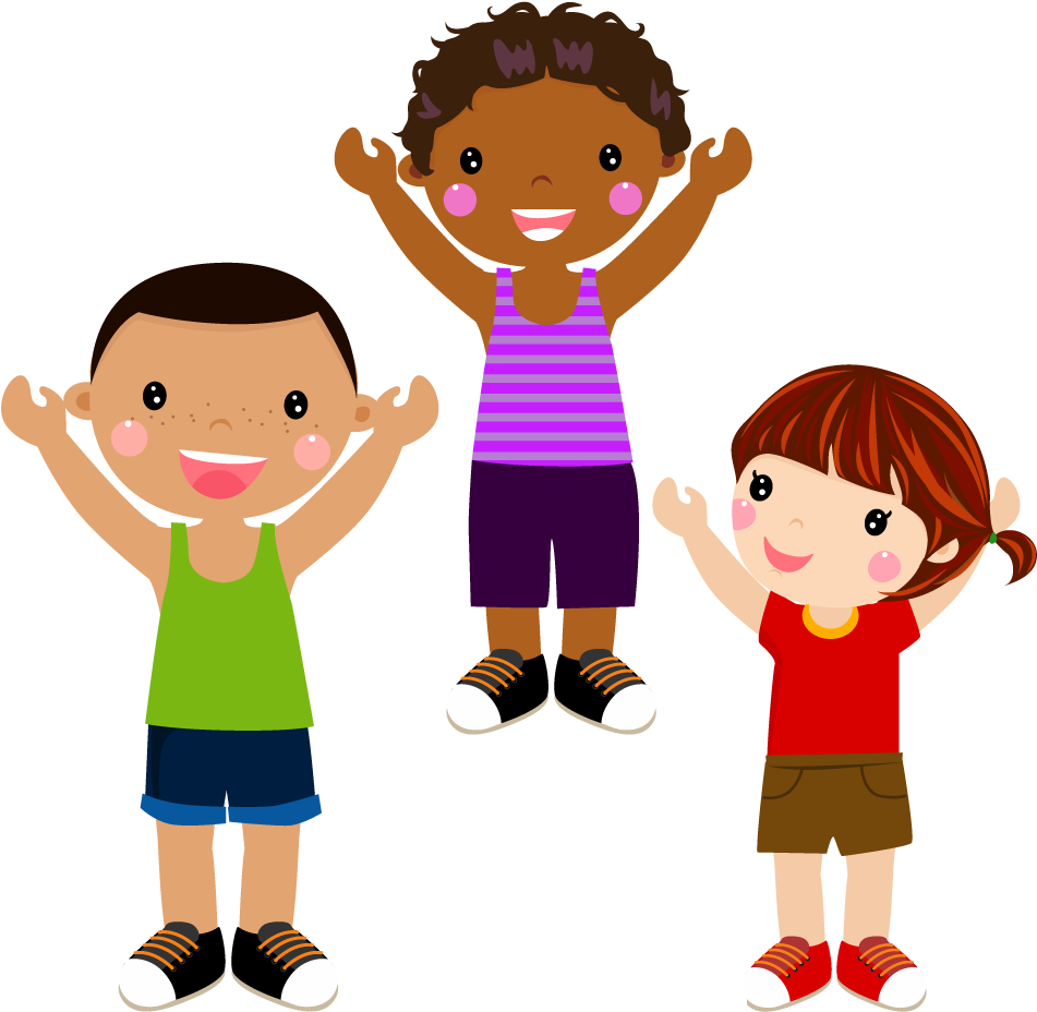 卡通举手的小孩 - Wallmonkeys Wall Decals Wallmonkeys Five Kids Peel (1000x1000)