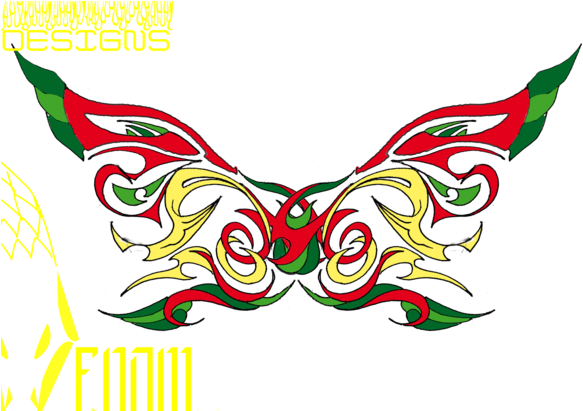 Rasta Butterfly By Jocker9 - Design (600x410)
