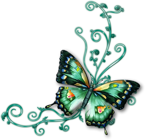 Abstract Vlinder - Green Butterfly Cabochon Glass Tibet Silver Chain Pendant (500x483)