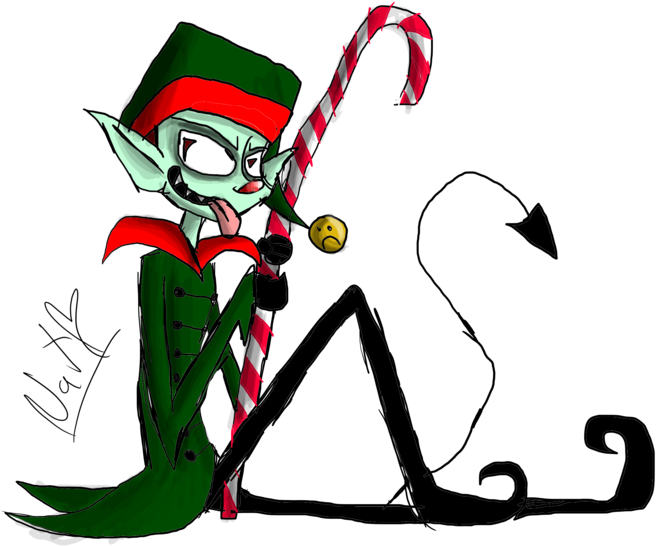 Candy Cane By Cyborgparanoia - Cartoon (894x894)