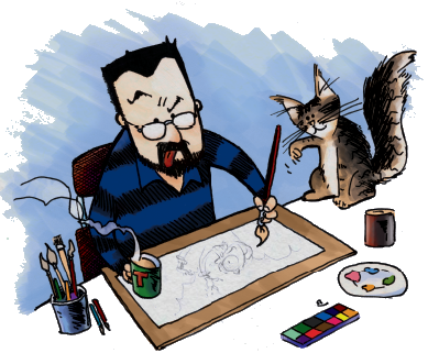 About Stuart Macbride - Cartoon (389x321)