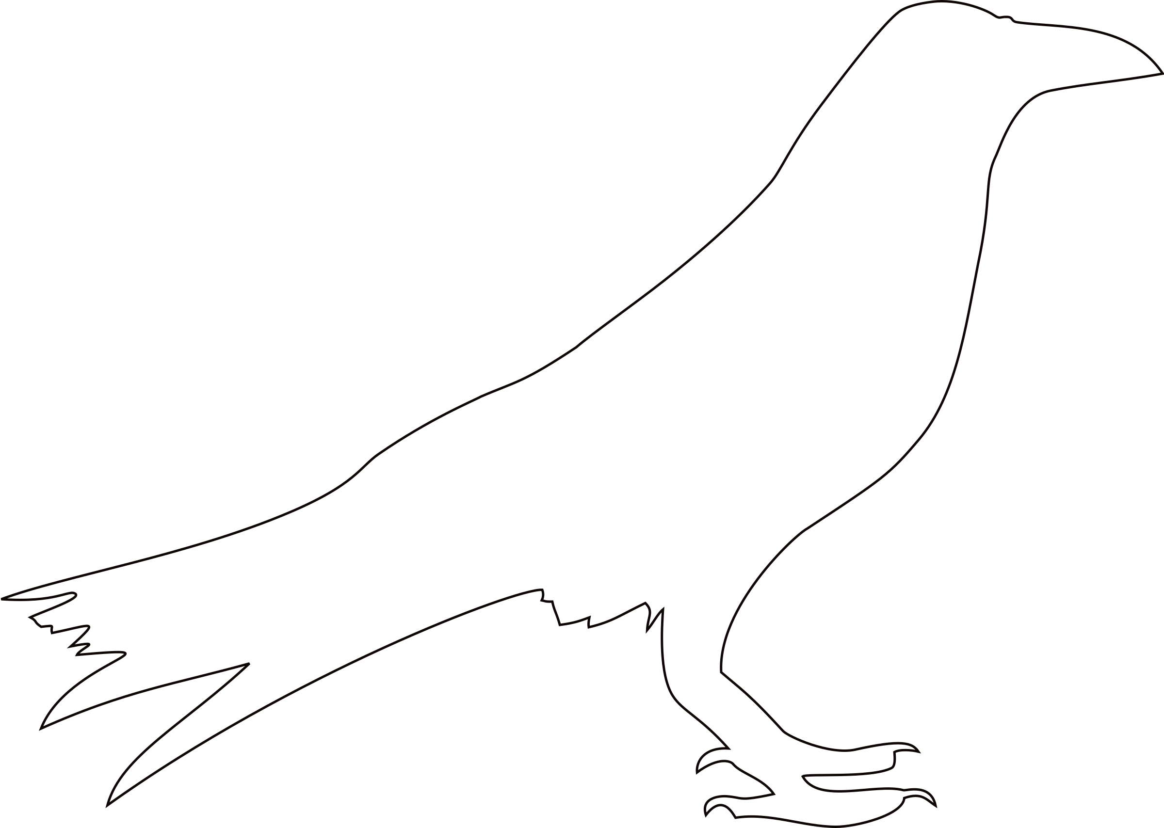 Crow Silhouette Pattern - Crow Outline (2400x1708)
