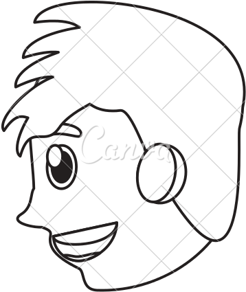 Boy Face Cartoon Sideview - Cartoon (550x550)