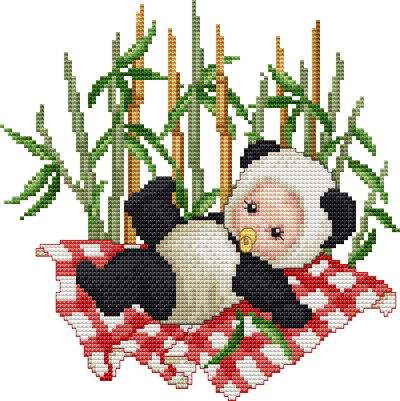 Stitch - Joy Sunday Cross Stitch Kits, Cute Panda,11ct Stamped, (400x401)