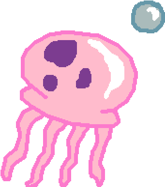 Jellyfish Chasing A Bubble - Pixel (400x400)