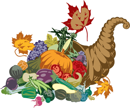 Graphics Ideas For Holidays Greetings Using Scripts - Cornucopia Clip Art (435x360)