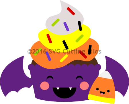 Kawaii Bat Candy Corn Cupcake - Candy Corn (450x365)