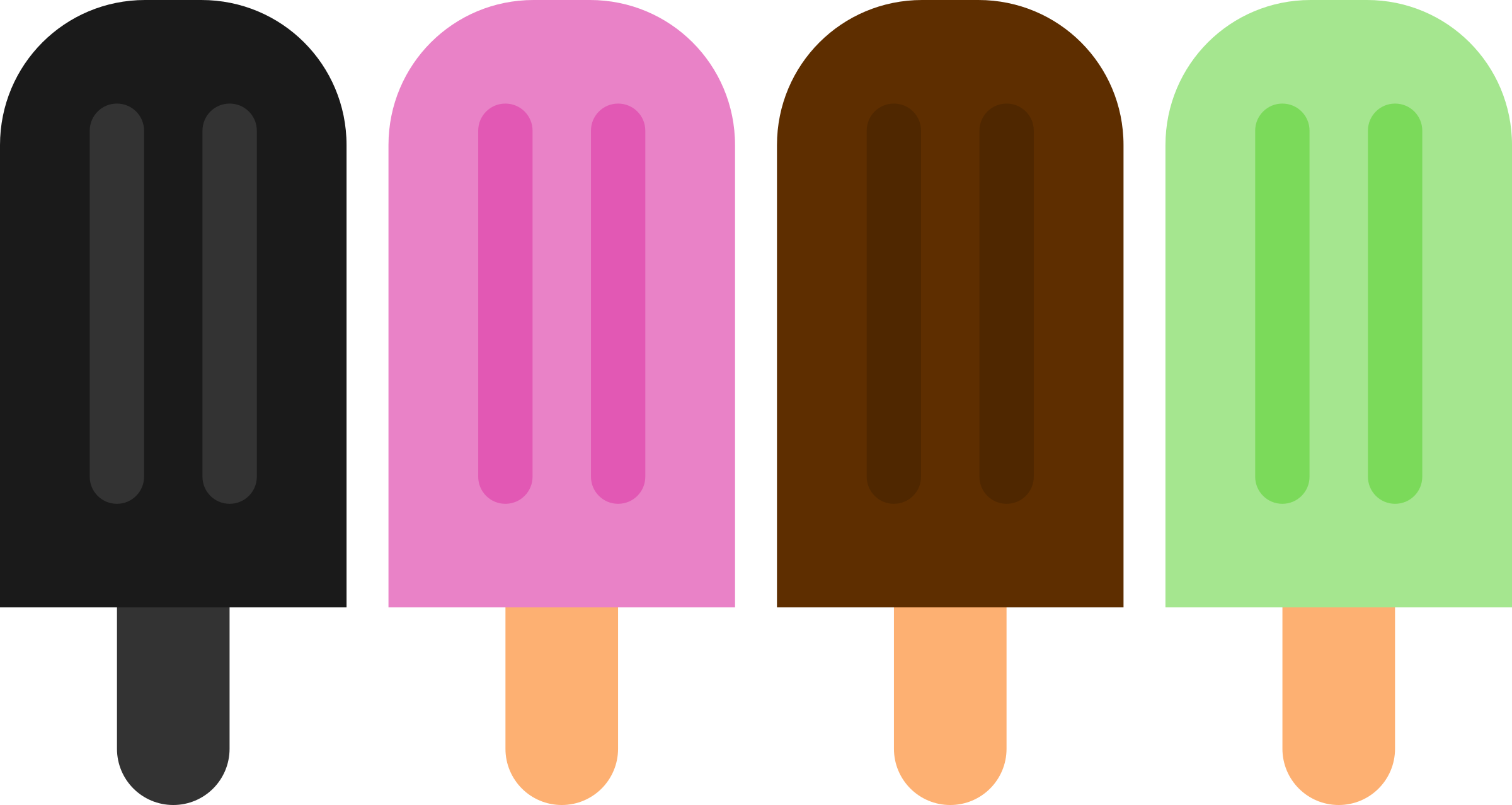 Popsicle Clipart Double - Popsicle Vector (2400x1278)