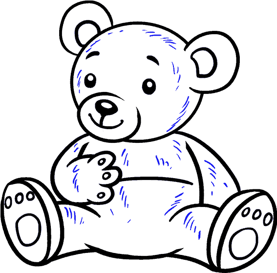 Swirly Lines - Teddy Bear Cartoon Drawing (678x600)