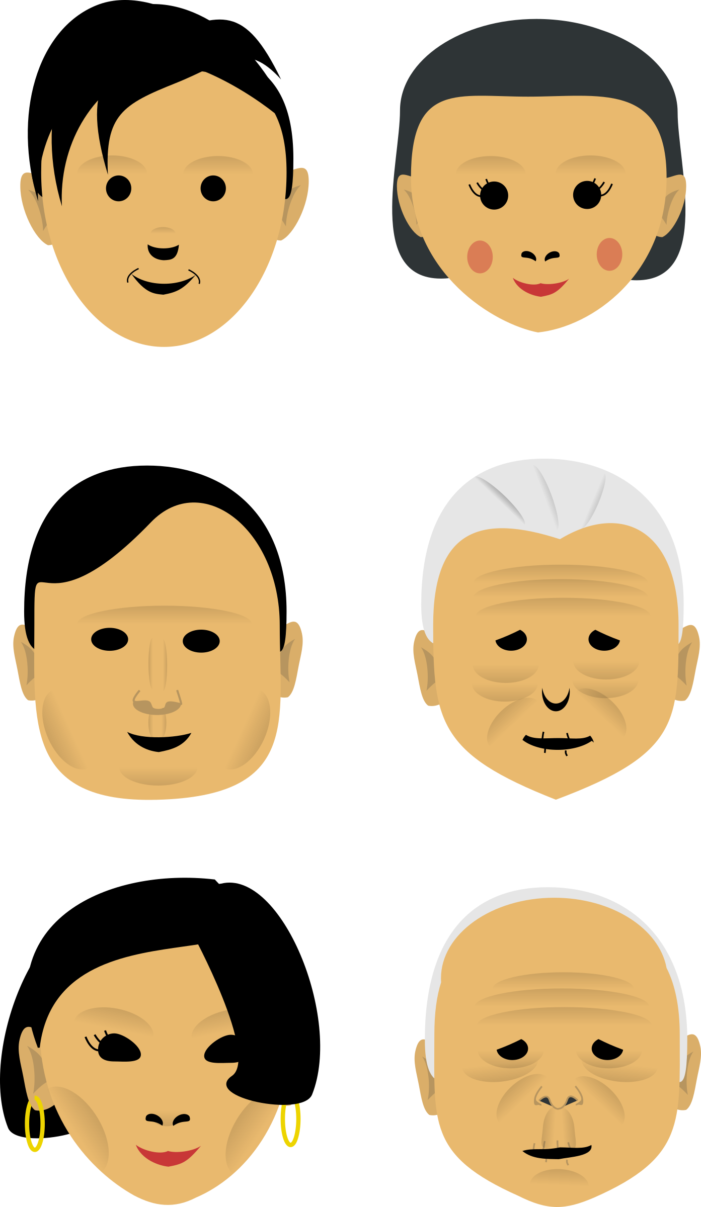 Faces - Human Faces Clip Art (1393x2400)