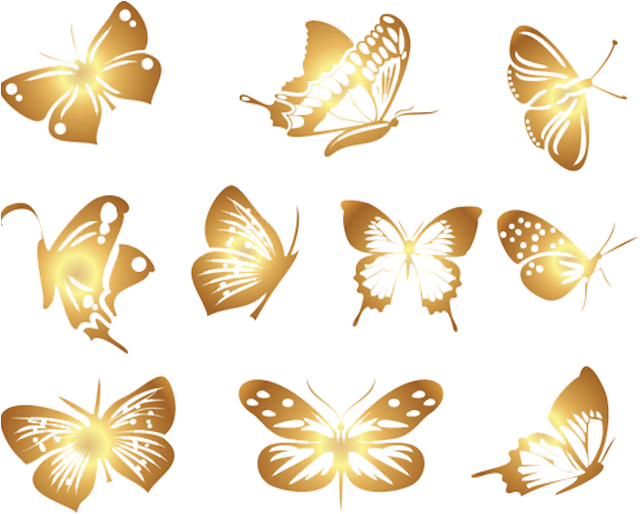 Butterfly Euclidean Vector Clip Art - Gold Butterflies Vector In Png (700x700)