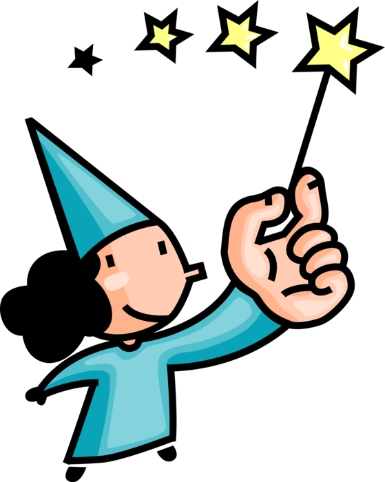 Vector Illustration Of Sorcerer Sorceress Wizard Magician - Magic Wand Clip Art (559x700)