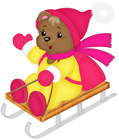 Winter Teddy Bear - Cartoon (400x500)