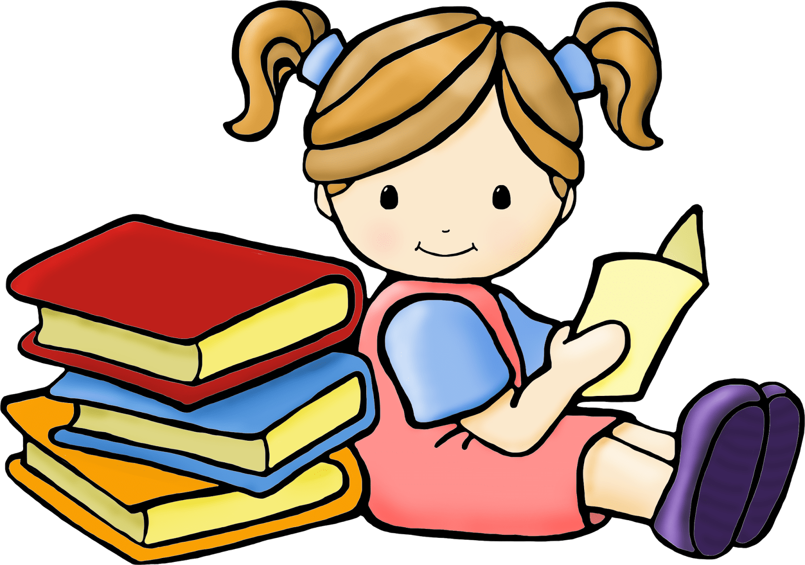 Child Reading Clipart (1600x1123)