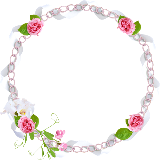 Pink Roses Frames - Florew Border (650x649)