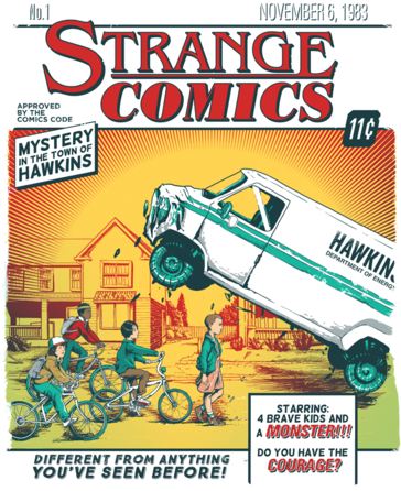 Stranger Comics - Stranger Things Eleven Mike Dustin Lucas Will Demogorgon (571x495)