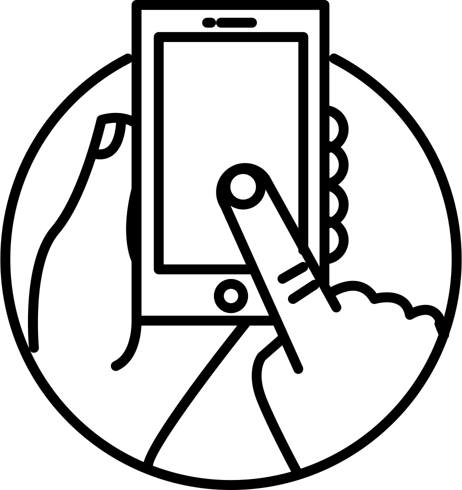 Touch Screen Phone In Human Hands Inside A Circle Comments - Human With Phone Icon (924x980)