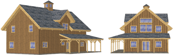 Pre-designed Barn Home 3d Renderings Example4 Ponderosa - Architectural Rendering (656x257)