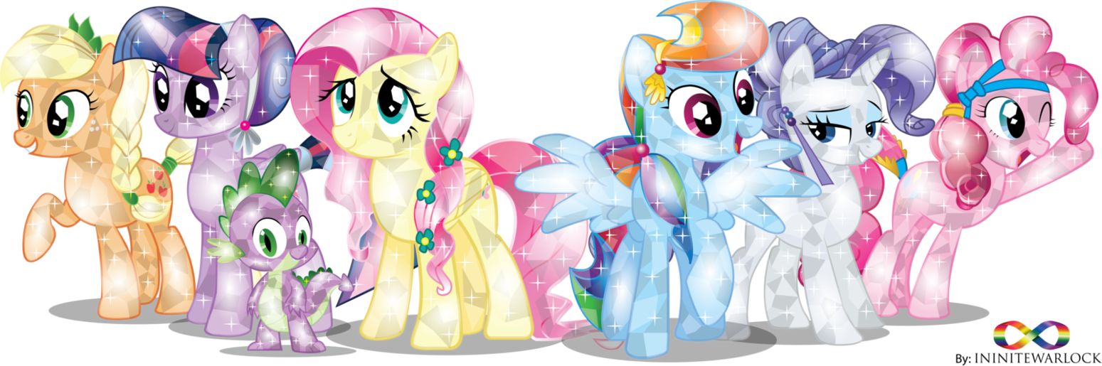 خوب اینم پونی های کریستالی باهم - Mane 6 Crystal Ponies (1549x515)