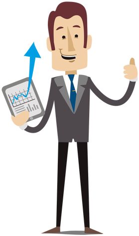 Businessman Showing Chart Tablet Cartoon Png - Businessman Cartoon Png (512x512)