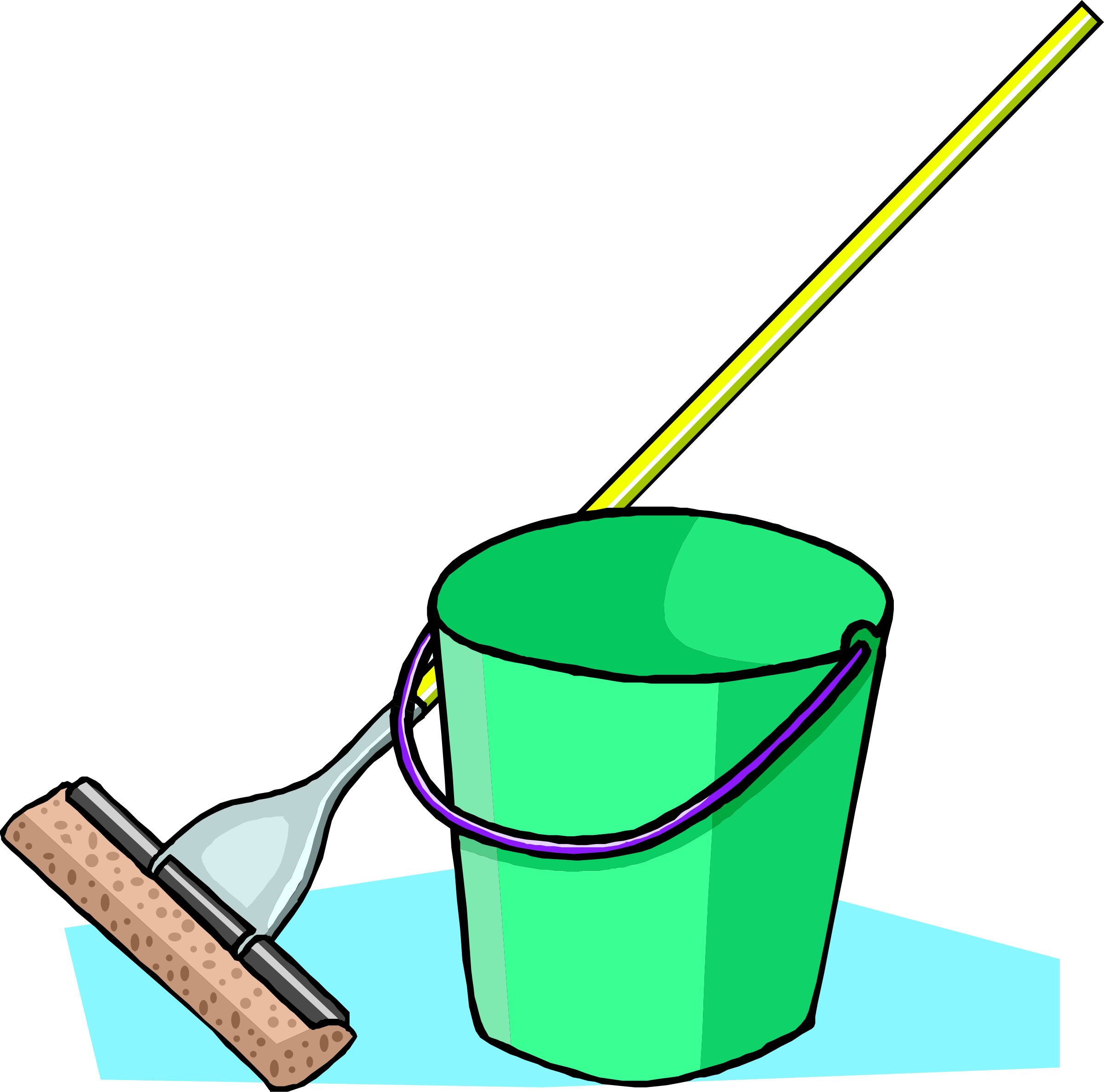 Big Image - Cartoon Mop And Bucket (2400x2374)