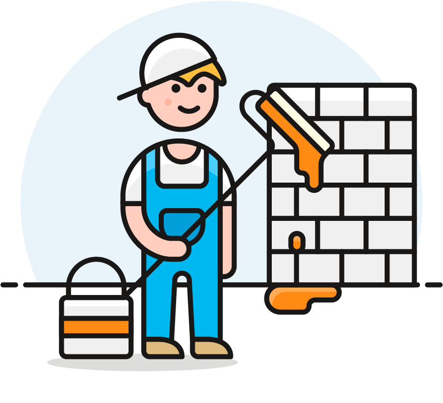36 Painter Paint Building - Cartoon (1025x1148)