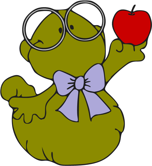 Bookworm With Apple - Bookworm With Apple (627x674)