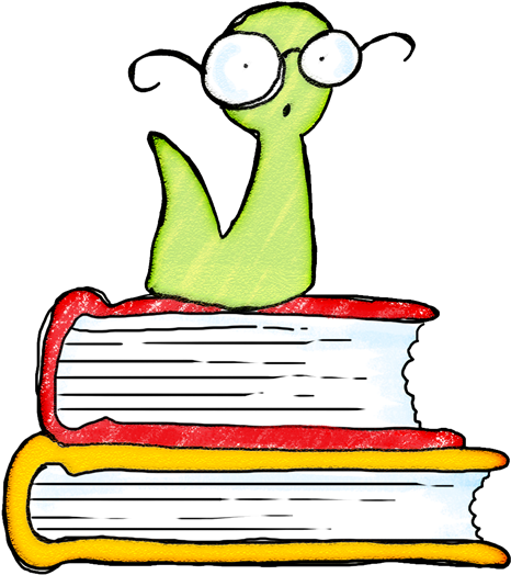 Book Worm - Clip Art (500x557)