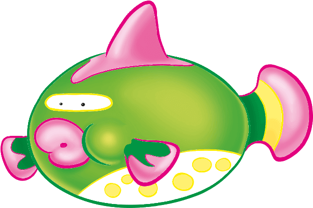 Green Puffer Fish - Cartoon (700x700)