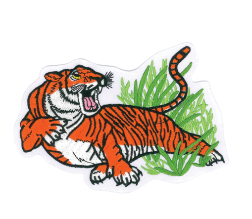 1213 Tiger On Grass Patch 6"w - Tiger Attack (600x600)